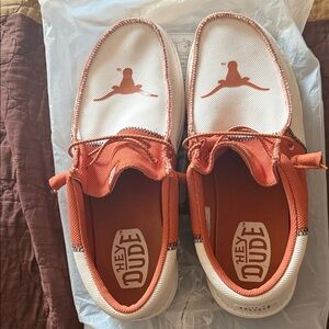 Texas Longhorns Hey Dude Wally Burnt Orange and White Casual Moc Slippers